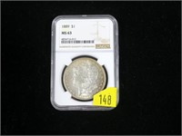 1889 Morgan dollar, NGC slab certified MS-63