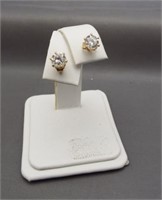 14K Yellow gold post back earrings with large CZ