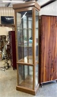 6ft tall Illuminated Wooden Glass Display Cabinet