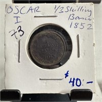 1852 1/3 SHILLING OSCAR I SWEDEN