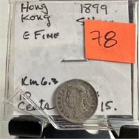 1899 SILVER HONG KONG 5 CENTS