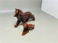 2 ceramic dog ornaments