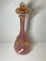 MURANO RUBY GLASS AND GOLD LEAF DECANTER