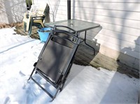 Glass Patio Table & 4 Folding Chairs