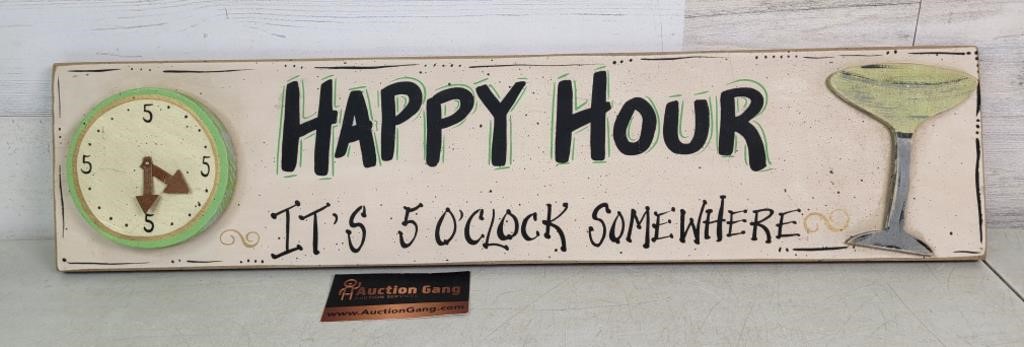 Wooden Sign Happy Hour 24" × 6"