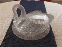 Frosted Swan on Nest Candy Dish