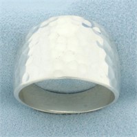 Mens Hammered Finish Ring in Sterling Silver