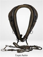 Vintage Leather Horse Harness Collar w/ Brass Ball