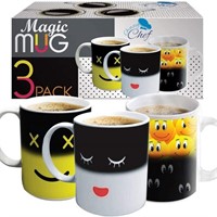 3 PACK Heat Sensitive Coffee Magic Mugs