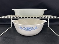 Made in USA Ovenware with green daisy, Haddon