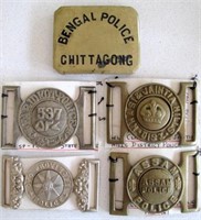 Five early Indian Police belt buckles