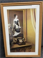 Framed Print of Lady with Phone