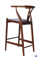 $149  Wooden Fiddle Back Barstool With Leatherette