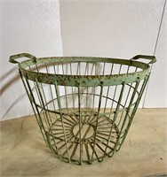 Vintage Green Wire Basket