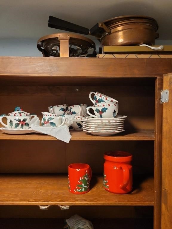 Christmas Dishes, Warming Tray and Copper Items