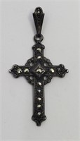 Antique Marcassite Sterling Silver Cross Pendant