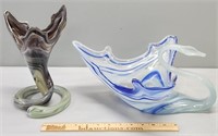 Art Glass Swan & Vase
