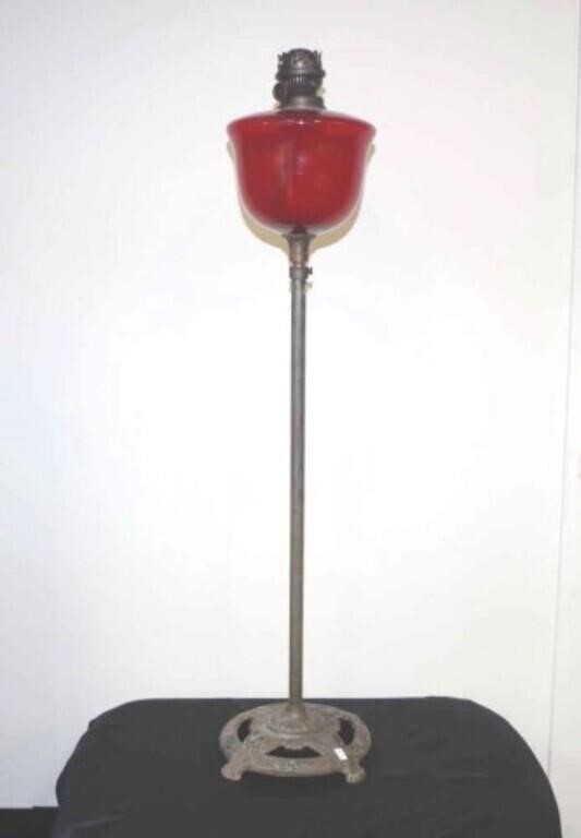 Lithgow ruby glass and metal floor lamp