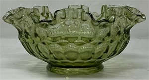 Fenton Colonial Green Thumbprint Bowl