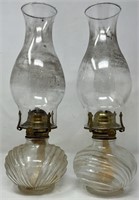 2 Antique Clam Shell Oil Lamps