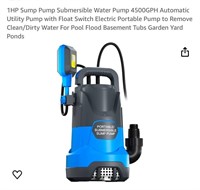 1HP Sump Pump Submersible Water Pump