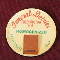 General Dairies Fredericton NB Milk Bottle Top