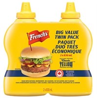 2-Pk French's Yellow Mustard, 830ml