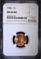 1946 LINCOLN CENT NGC MS 66 RD