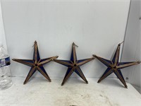 Lot of three decorative stars stained glass