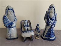 3 Eldreth Pottery Santa Figures