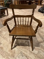 VTG Sold Wood Chair w/Arms