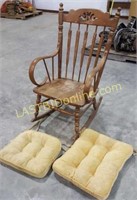 Antique Solid Wood Rocker with Cushions