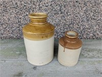 Pair of Glazed Ceramic Two Tone Pottery Jugs