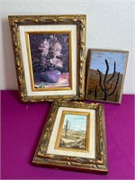 3 Small Desert Scene Paintings
