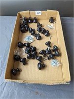 Box Lot of 32 Black Metal Knobs