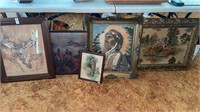 5 pieces of framed artwork- Native American &