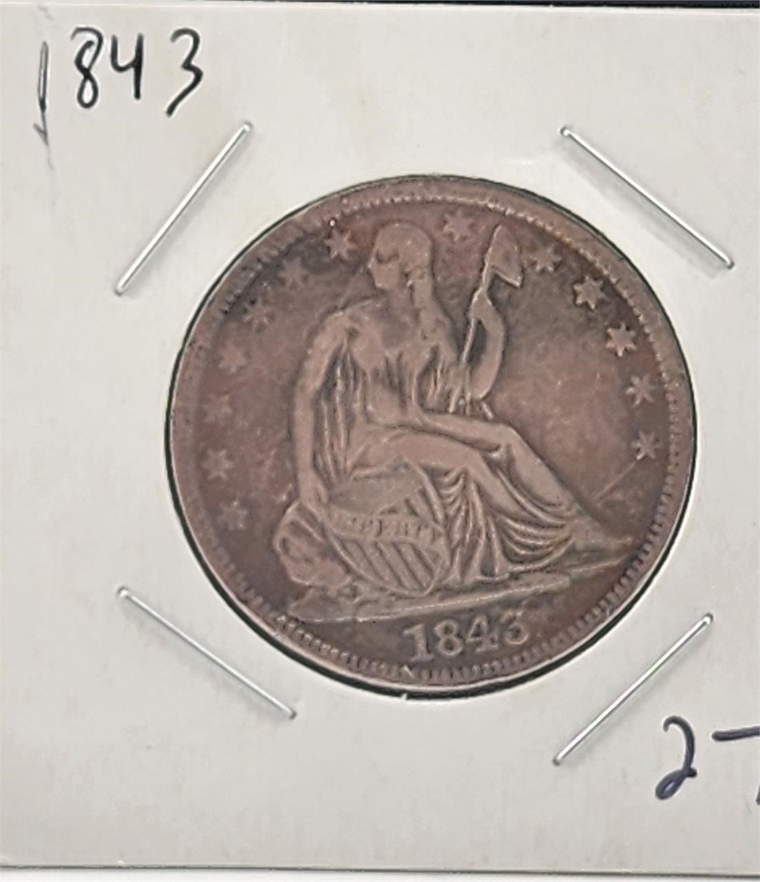 1843 Seated Half Dollar 50c