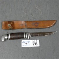 Queen Stacked Leather Handle Fixed Blade Knife