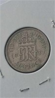 1937 UK 6 Pence 50% Silver VF20 King George VI
