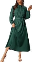 (M- green) Dokotoo Women's Fall Satin Dress