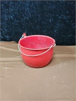 Red enamelware pot approx 1 gallon