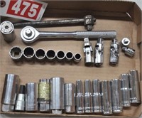 Mixed 3/8" socket set incl. Stanley SAE deep wells