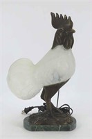 Bronze and Glass Rooster Lamp