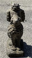 (O) Vintage Dog Concrete Statue 27”