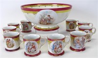 Austrian Porcelain Punch Bowl Set