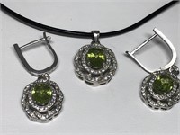 $300.  S/SilverPeridot Earring and Necklace Set