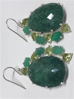 $600.  S/SilverEmerald  and Peridot Heavy Earrings