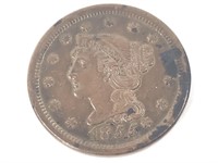 1855 Large Cent, Slanted 5's, Knob Ear