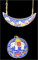 Cloisonné Necklace and Elephant Pendant