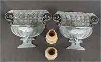 2 Decorative Metal Candleholders &